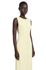 Clarisse Yellow Rhinestone Front ALine Maxi Dress