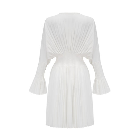 Claudette Vneck pleated mini dress