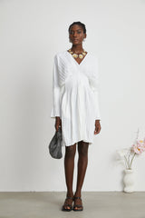 Claudette Vneck pleated mini dress