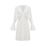 Claudette Vneck pleated mini dress