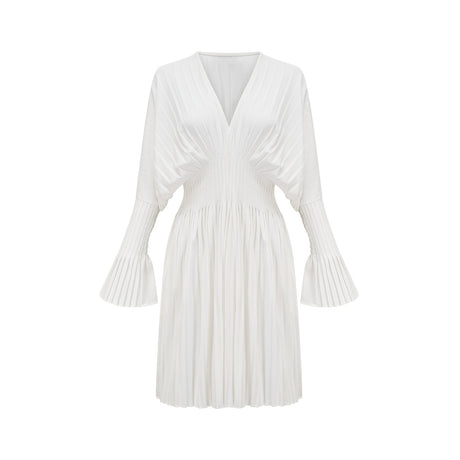 Claudette Vneck pleated mini dress