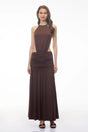 Claudia Brown Halterneck Ruched Maxi Dress