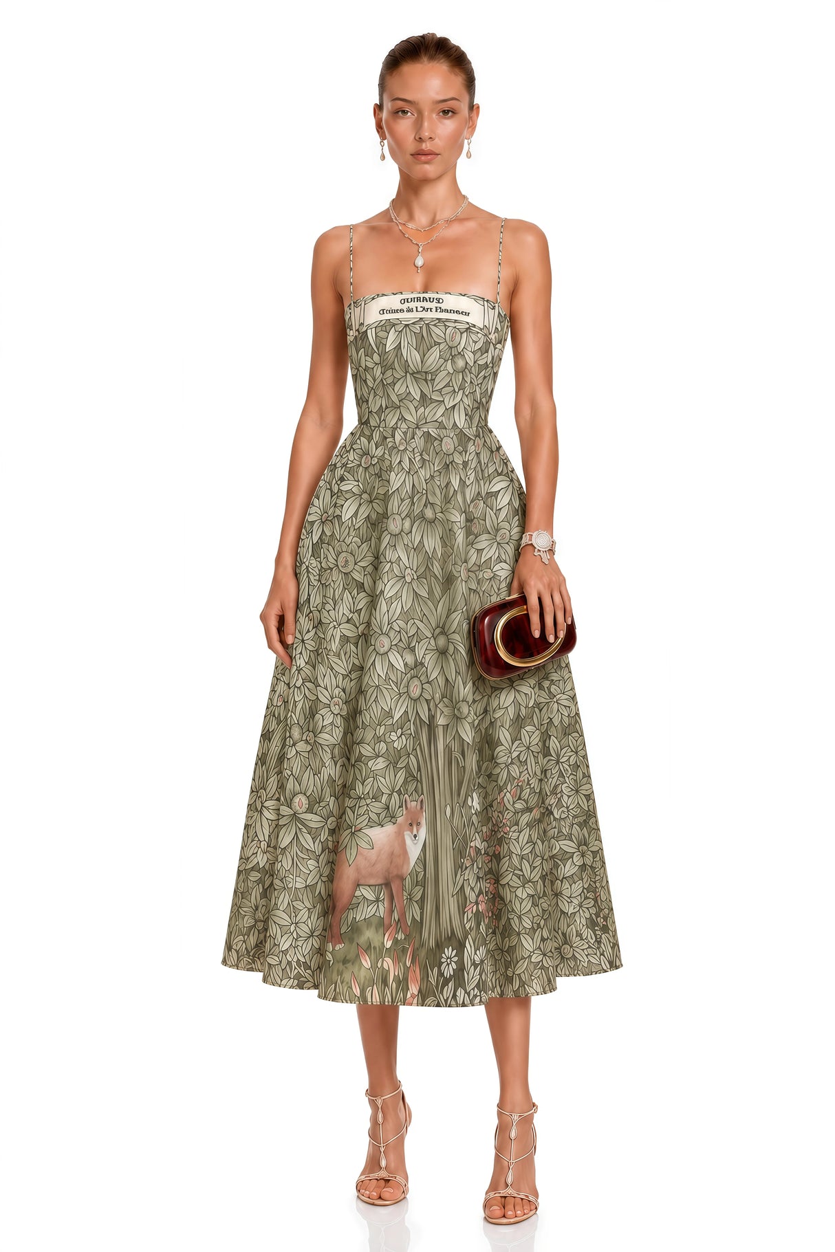 Claudia Green Jungle Print Midi Dress