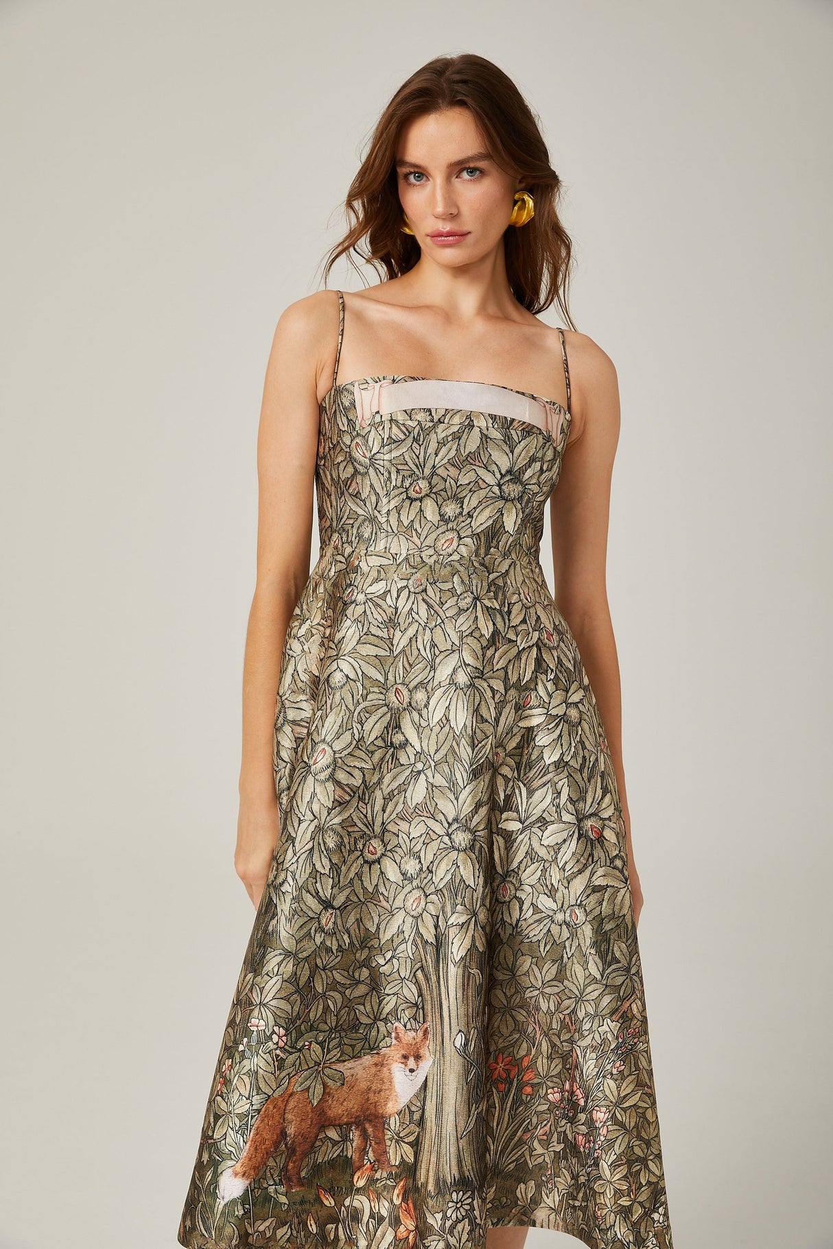 Claudia green jungleprint midi dress