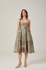 Claudia green jungleprint midi dress