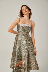 Claudia green jungleprint midi dress