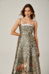 Claudia green jungleprint midi dress