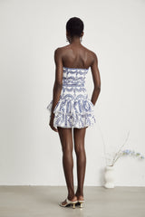 Claudia Mini Dress - Off the Shoulder - Broderie Anglaise - Shirred Panel - Fitted Waistline - Flared - Ruffled Skirt