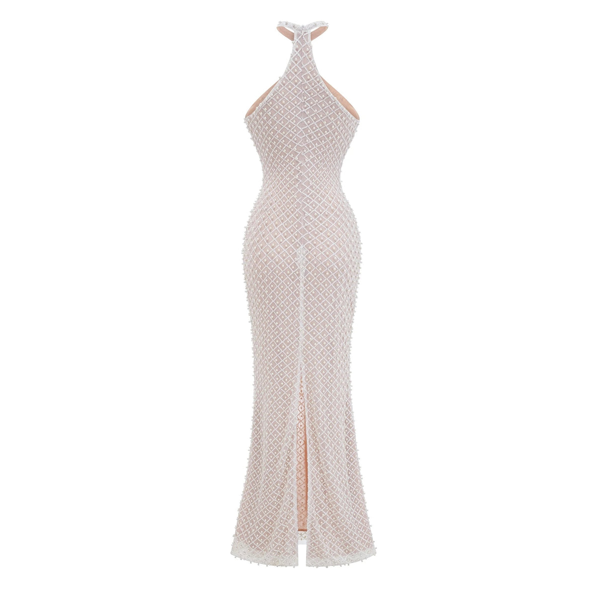 Claudine white embellished halterneck maxi dress