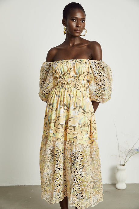 Clémence floralprint cutout midi dress
