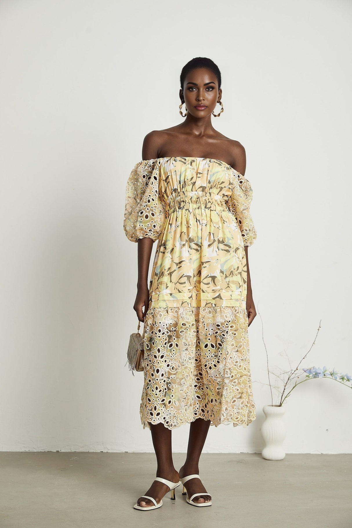 Clémence floralprint cutout midi dress