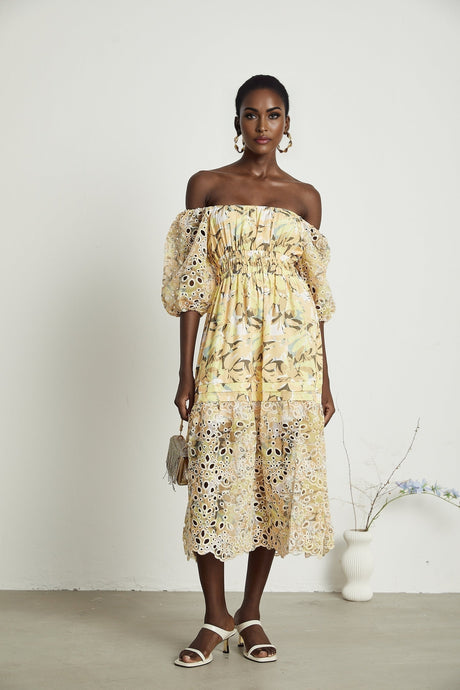 Clémence floralprint cutout midi dress