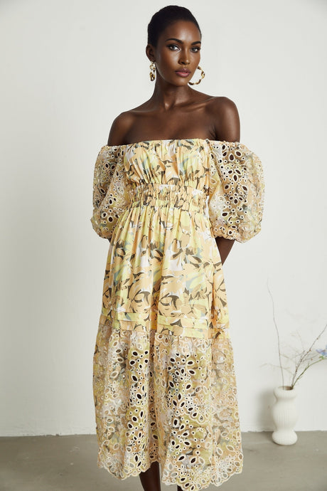 Clémence floralprint cutout midi dress