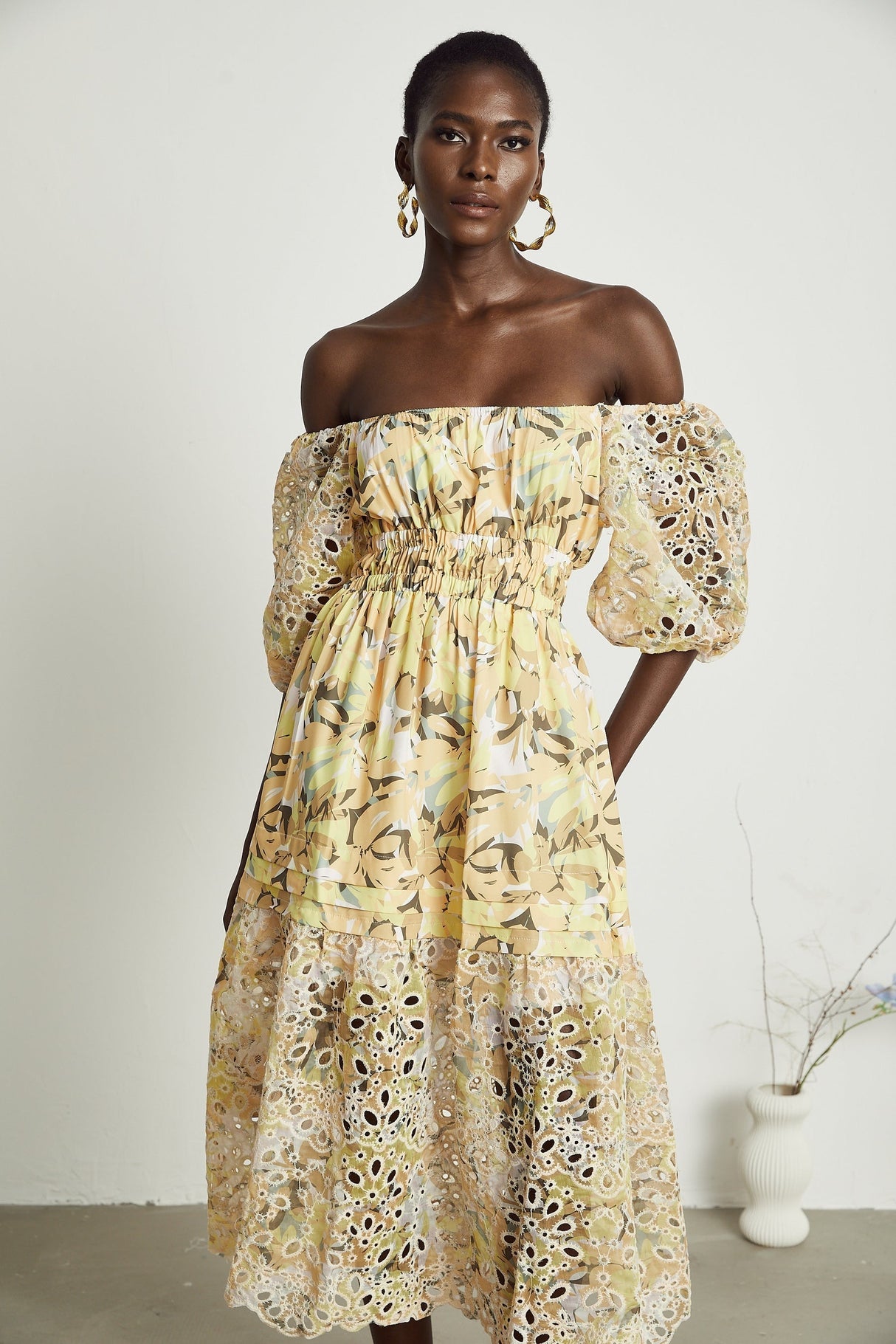 Clémence floralprint cutout midi dress