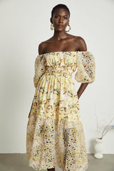 Clémence floralprint cutout midi dress
