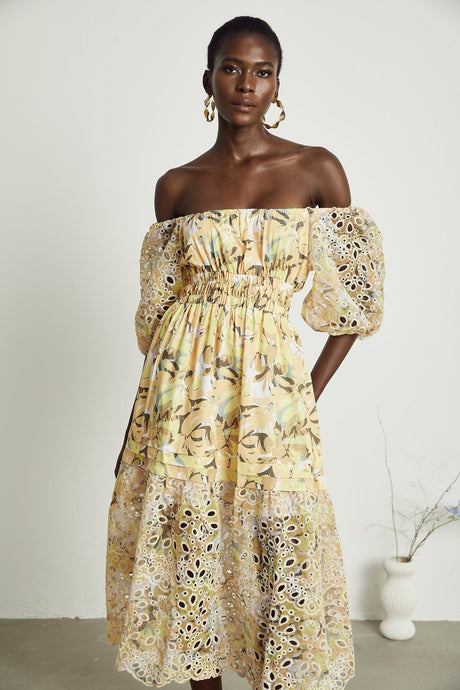 Clémence floralprint cutout midi dress