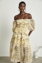 Clémence floralprint cutout midi dress