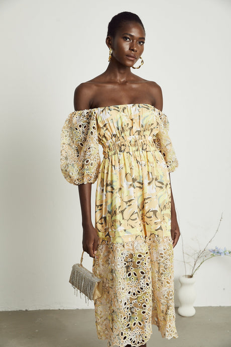 Clémence floralprint cutout midi dress