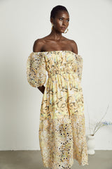 Clémence floralprint cutout midi dress