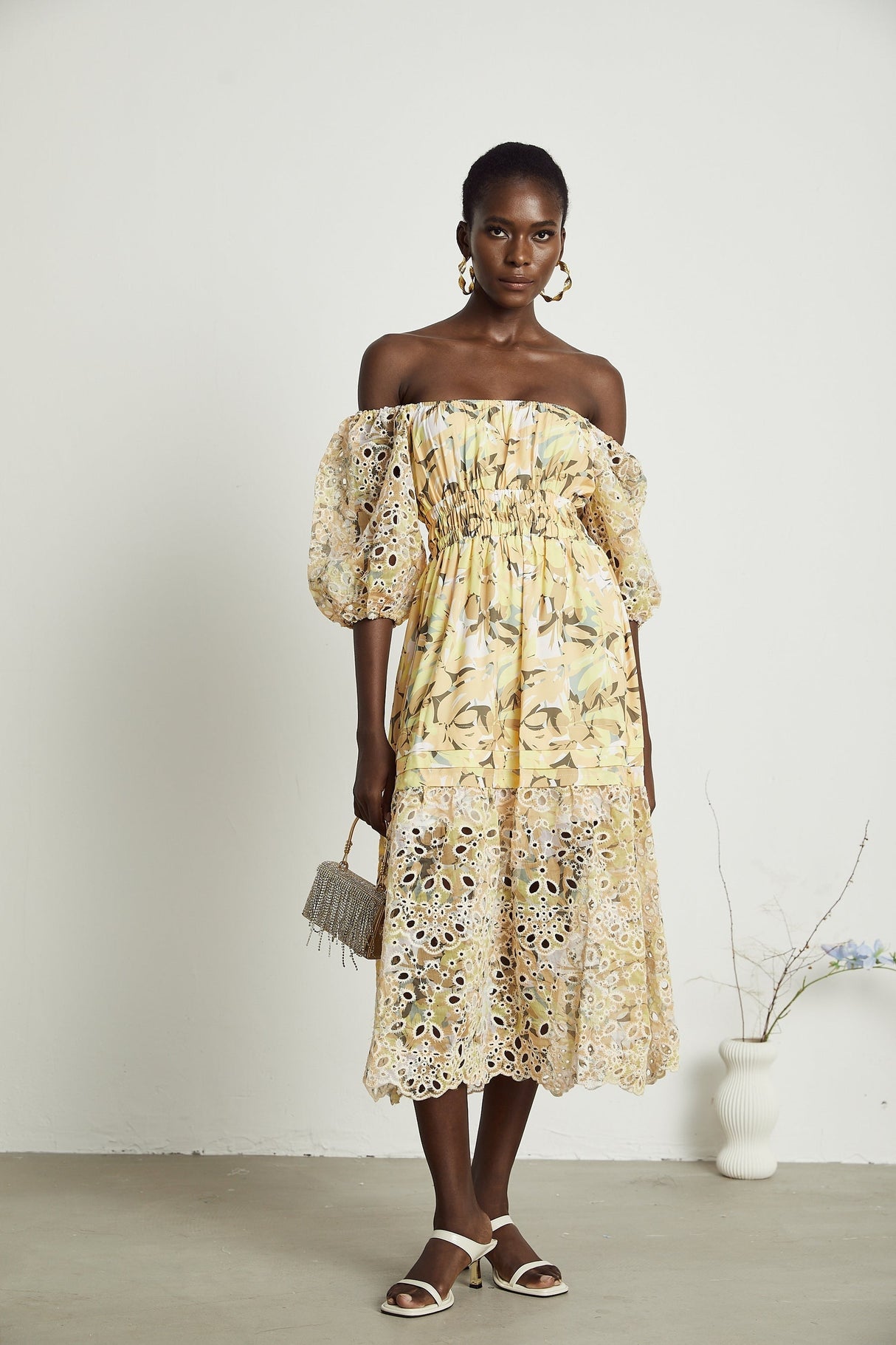 Clémence floralprint cutout midi dress