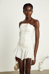 Clémence white tullepanel laceup mini dress
