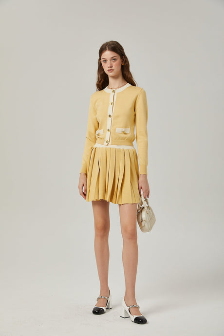 Clémence wool cardigan  skirt matching set