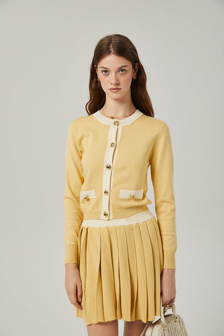 Clémence wool cardigan  skirt matching set