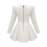 Clementina Blazer - V - Neck - Long Sleeves - Shoulder Pads - Tone Buttons