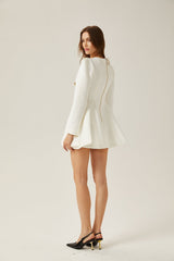 Clementina Blazer - V - Neck - Long Sleeves - Shoulder Pads - Tone Buttons