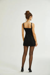 Clementina Dress - Crystal Sequin Bowknot Sleeveless Spaghetti Straps Mini Zip Back