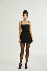 Clementina Dress - Crystal Sequin Bowknot Sleeveless Spaghetti Straps Mini Zip Back