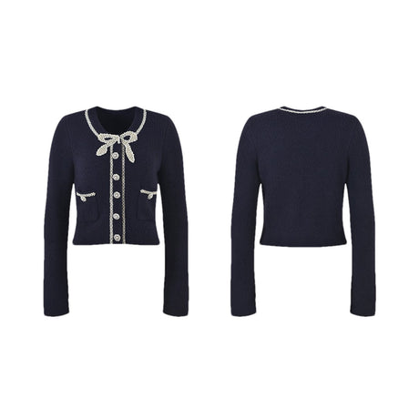 Clementina Jacket & Skirt Set - Long Sleeve - Faux - Pearl Detail - Stretch Jersey - Front Button - Midi Length