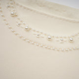 Clementina Maxi Dress White Faux - Pearl Embellished Pleated Scallop Hem