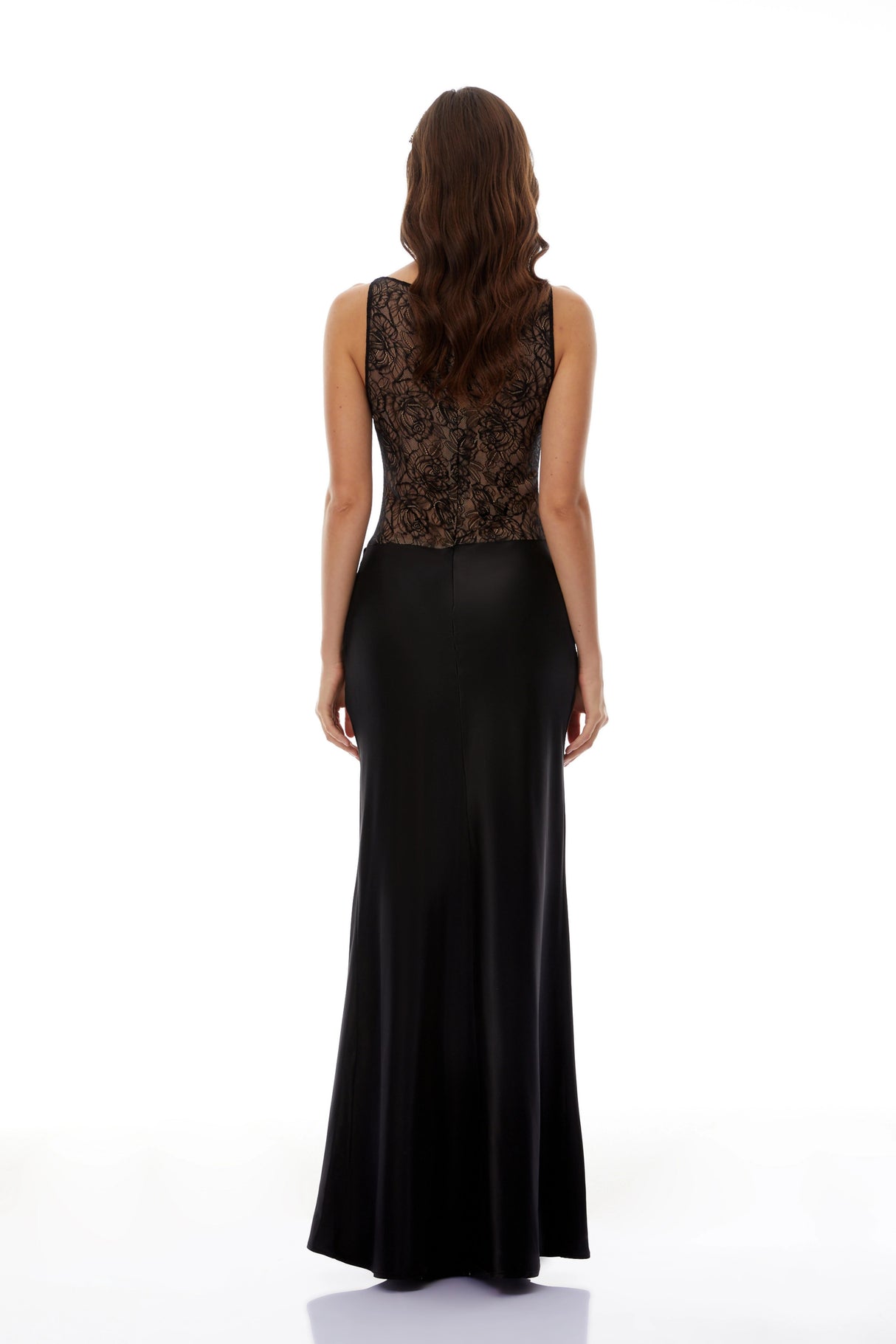 Clementine Black Floral Lace Corset Maxi Dress