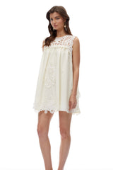 Clementine White CutOut Mini Dress with Lace Panels