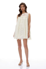 Clementine White CutOut Mini Dress with Lace Panels