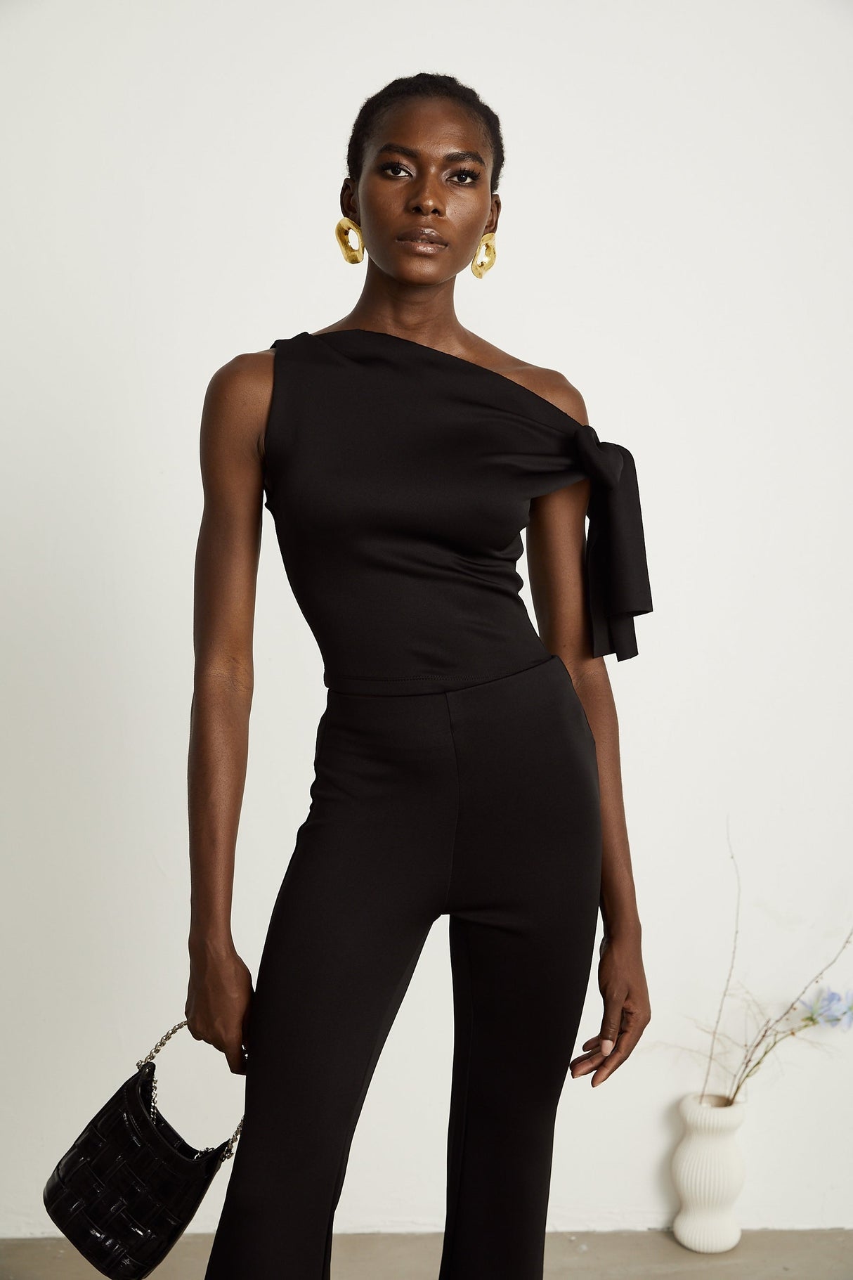 Clotilde black knitted top  trousers matching set