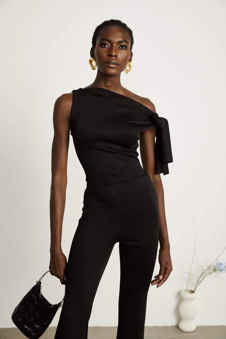 Clotilde black knitted top  trousers matching set
