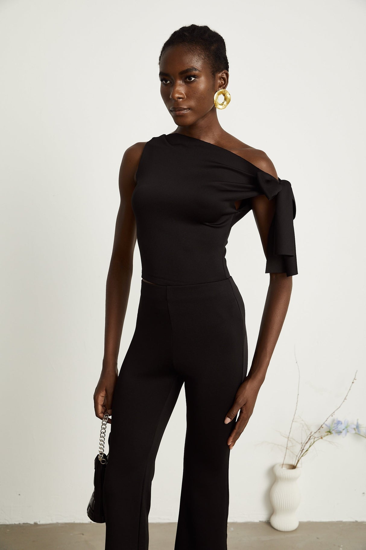 Clotilde black knitted top  trousers matching set