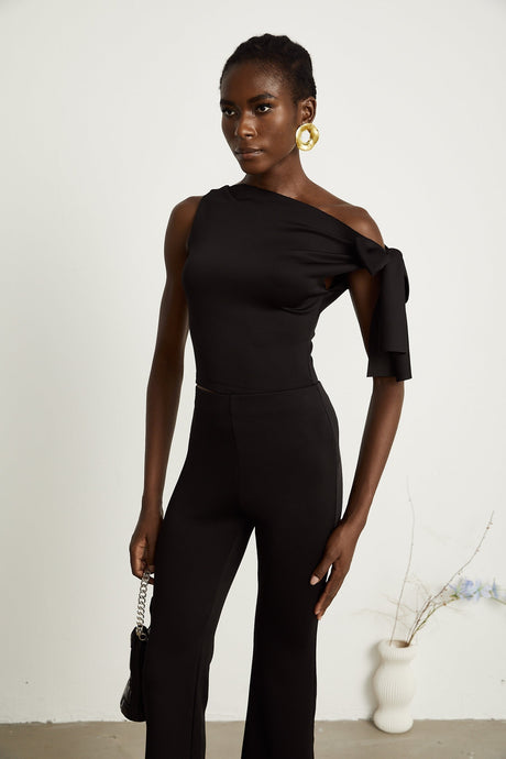 Clotilde black knitted top  trousers matching set