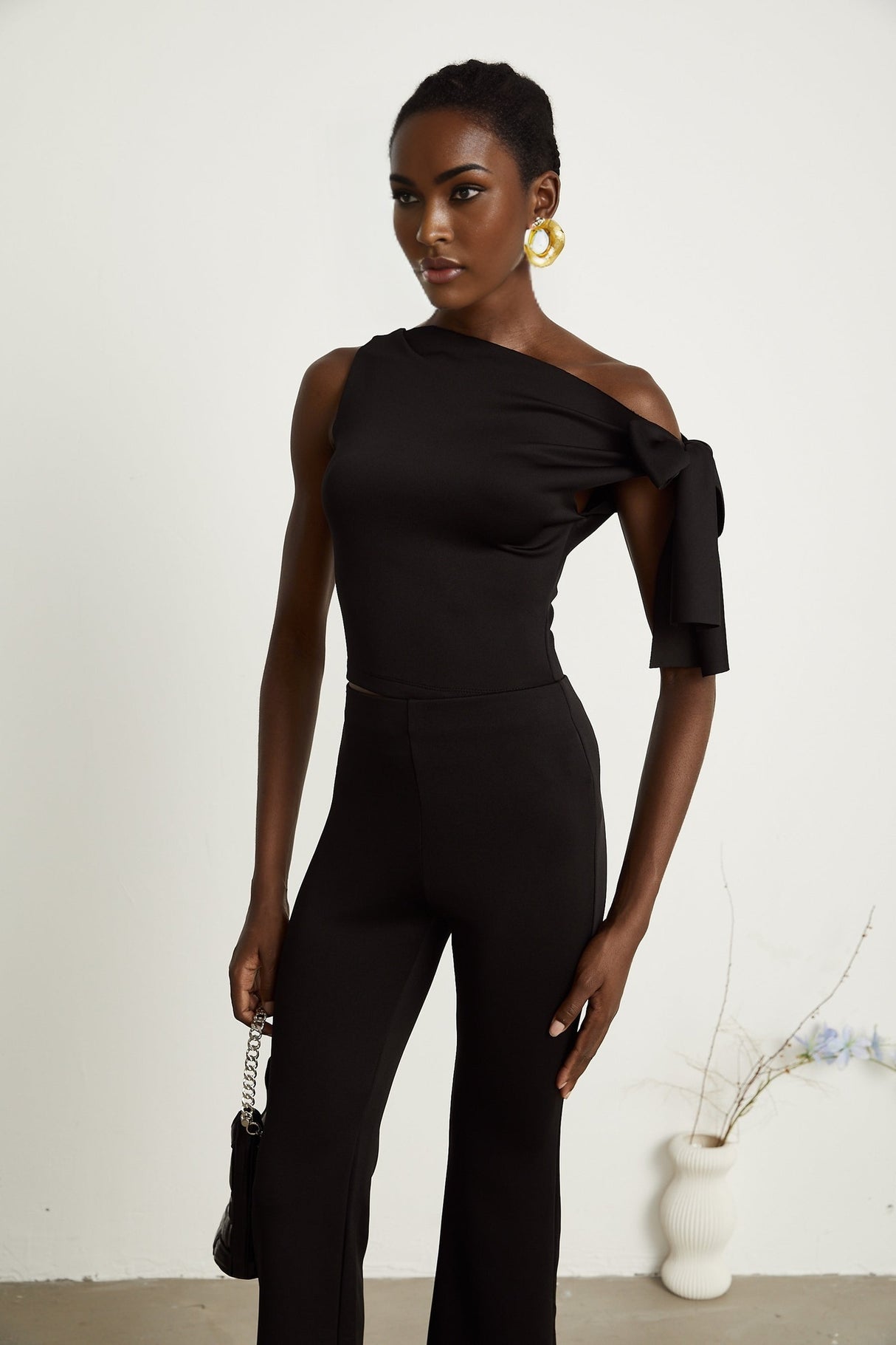 Clotilde black knitted top  trousers matching set