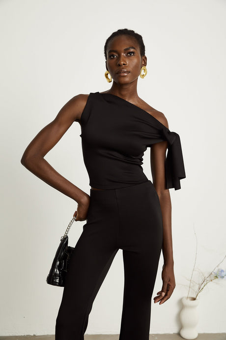 Clotilde black knitted top  trousers matching set