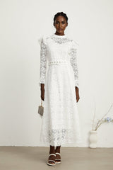 Clotilde white floralembroidered midi dress