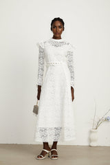 Clotilde white floralembroidered midi dress