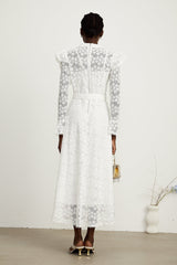 Clotilde white floralembroidered midi dress