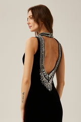 Colette black crystalembellished velvet gown