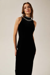 Colette black crystalembellished velvet gown