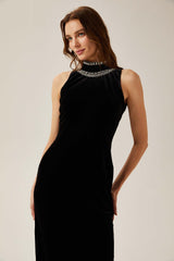 Colette black crystalembellished velvet gown