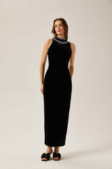 Colette black crystalembellished velvet gown