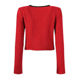 Colette Jacket & Skirt Set - Striking Knit - Tailored Fit - Accents - Decorative Bows - Flared Hem
